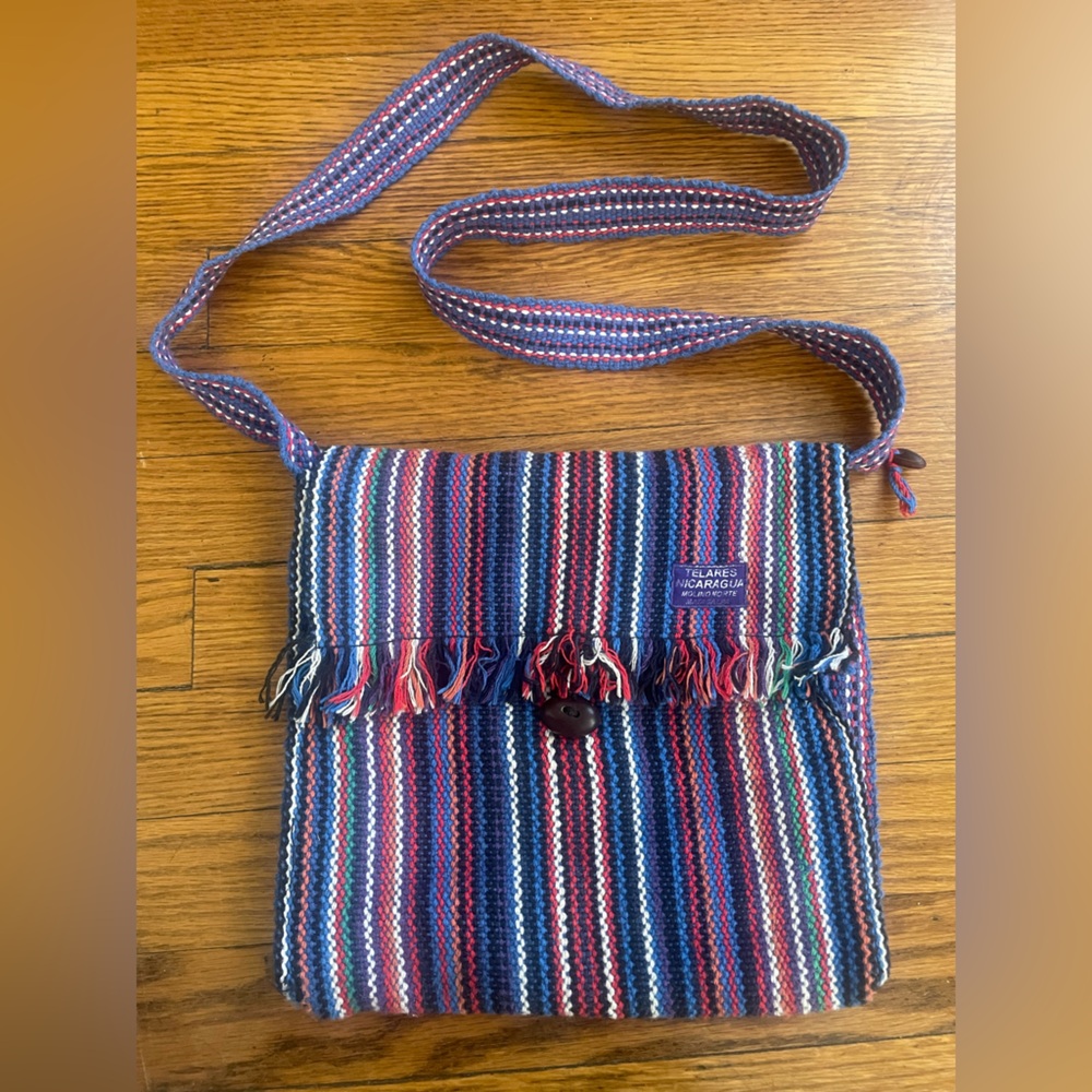Colorful Striped Woven Shoulder Bag